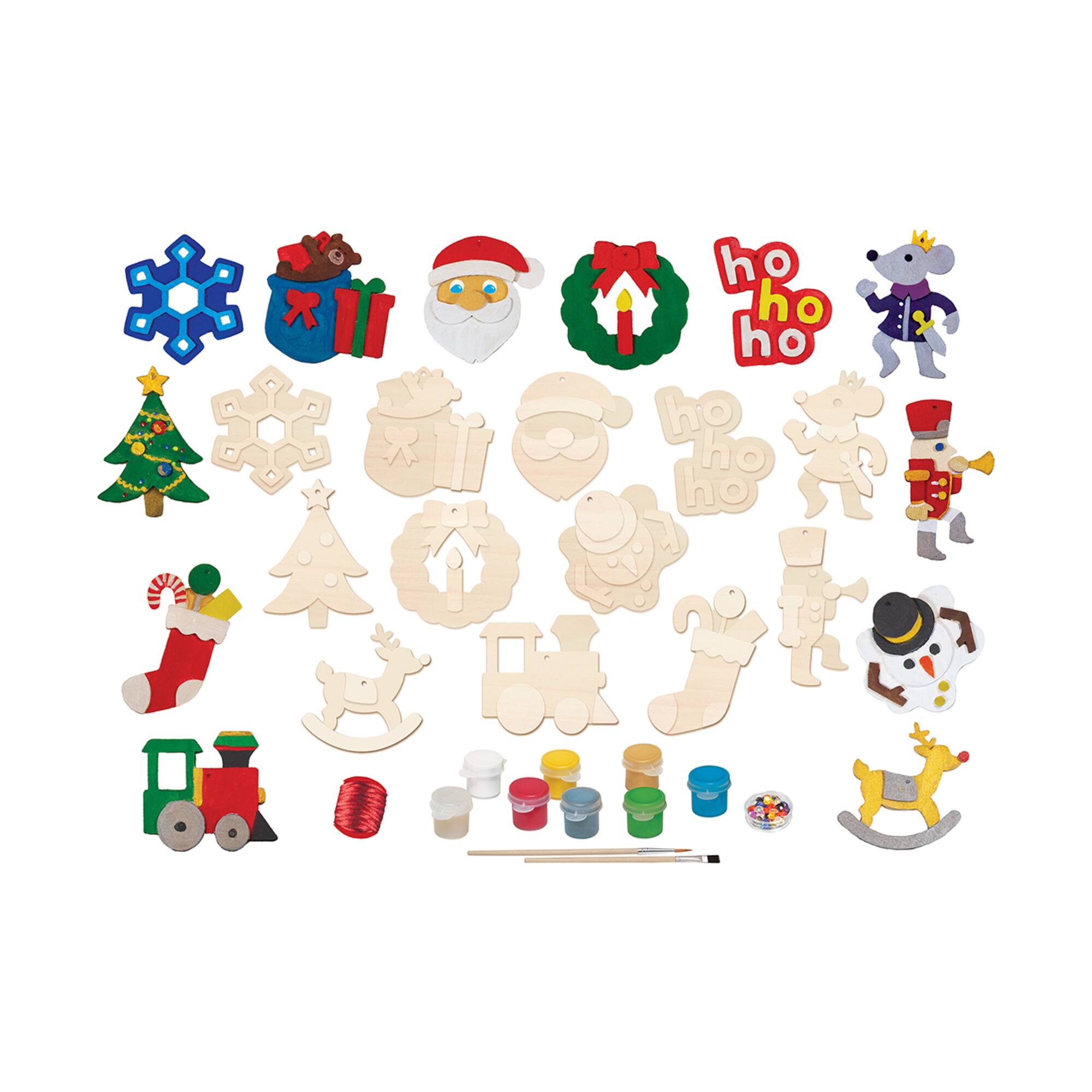 Works of Ahhh... Wood Painting Kit - 12 Holiday Ornaments